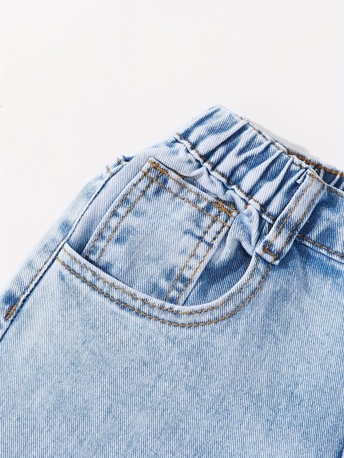 Girls' Y2K Straight Leg Jeans with Heart and Flower Designs Elastic Waist Non-Stretch Denim