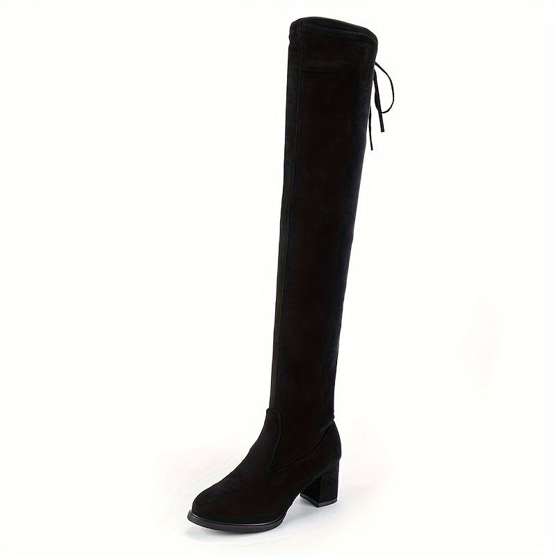 Women's Over The Knee Boots Chunky Heel Stretchy Long Boots