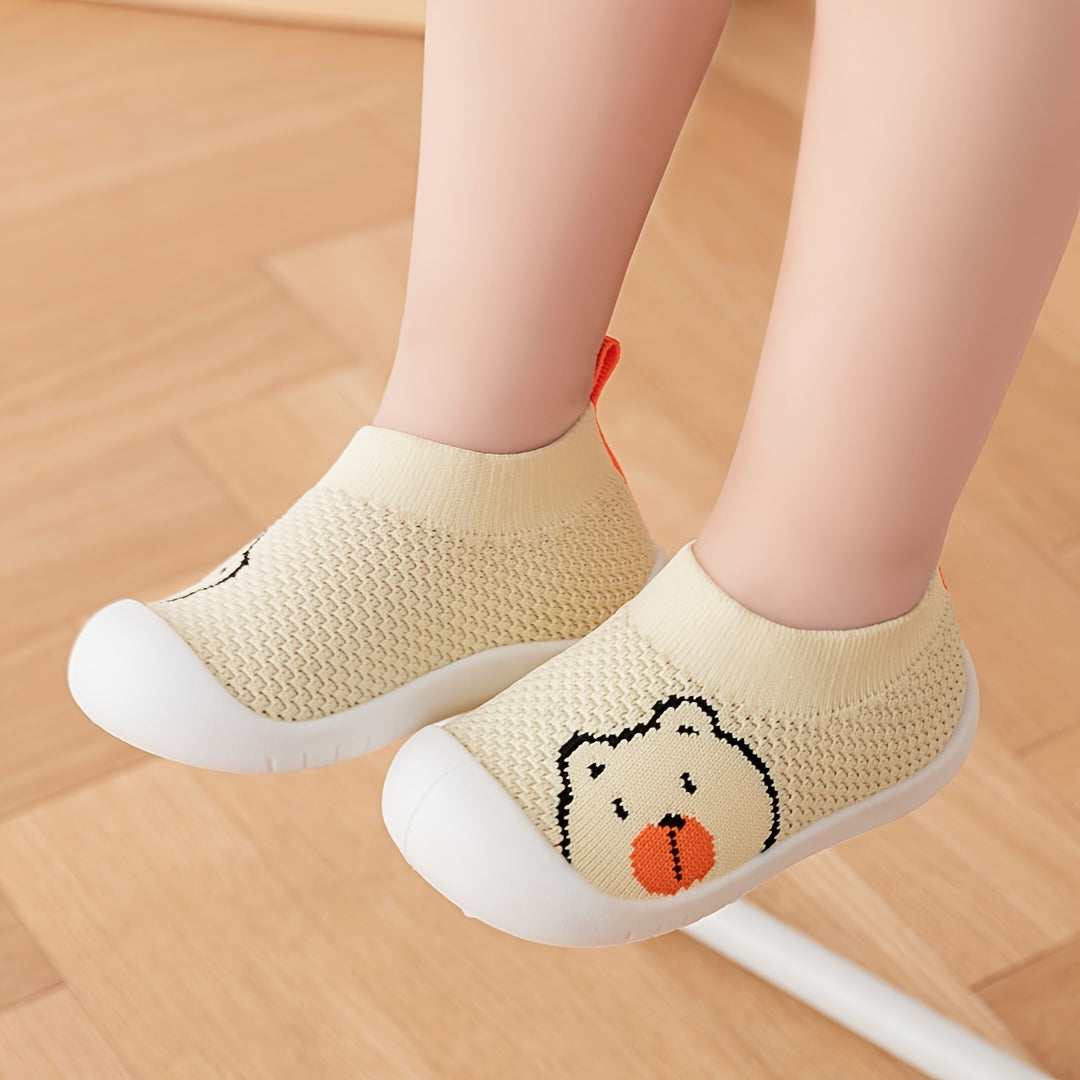 Mushuk tasviri bilan bolalar va kichkina bolalar uchun oson kiyinadigan sport poyabzali, yengil nafas oladigan tarmoq, rezina taglik