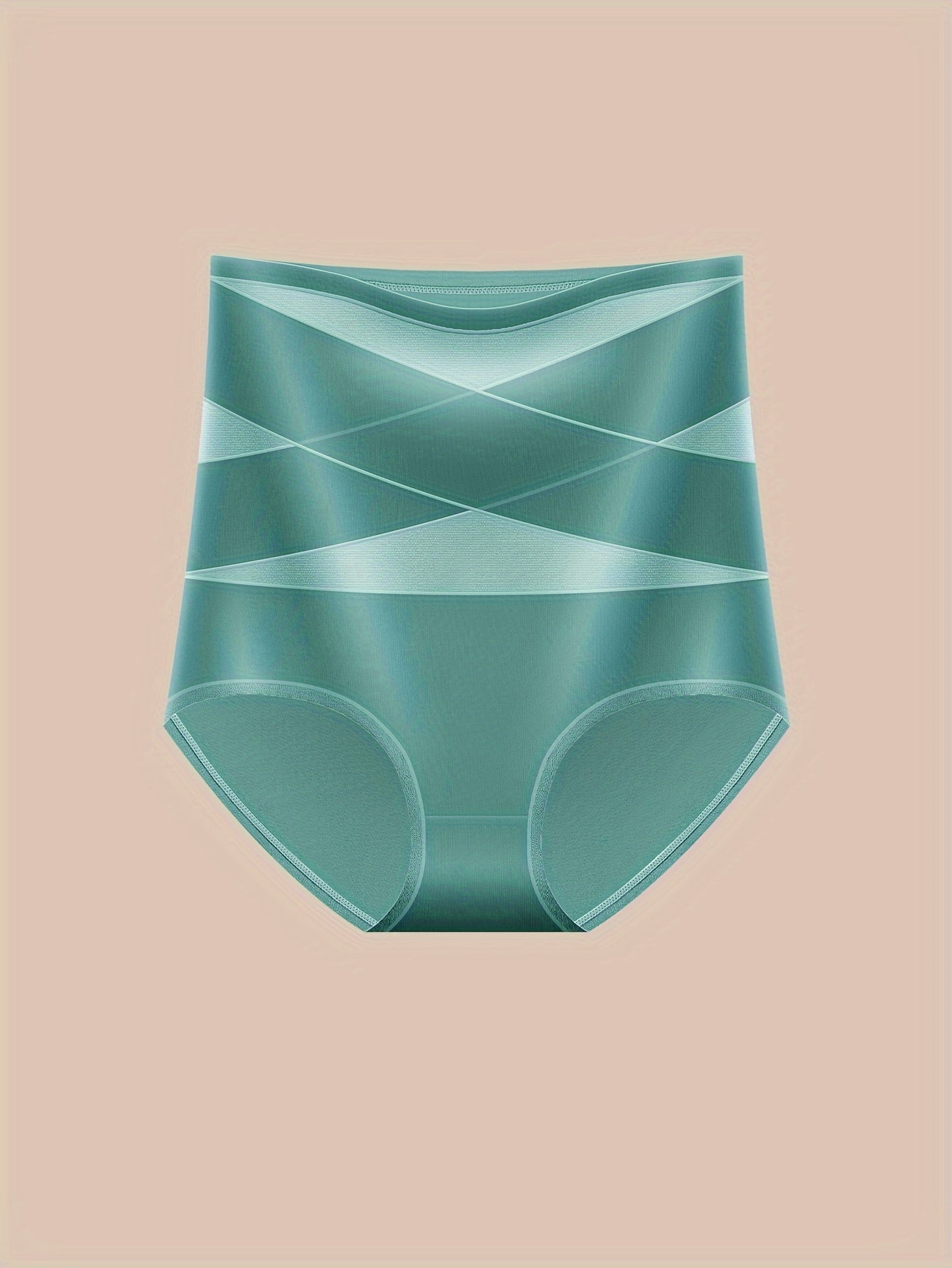 Women's High-Waist Shapewear Panties Teal Breathable Nylon Spandex Tummy Control