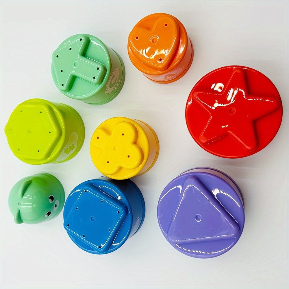 Children's Stacking Cups Rainbow Tower Ring Toys for Kids Beach Play Festival Birthday