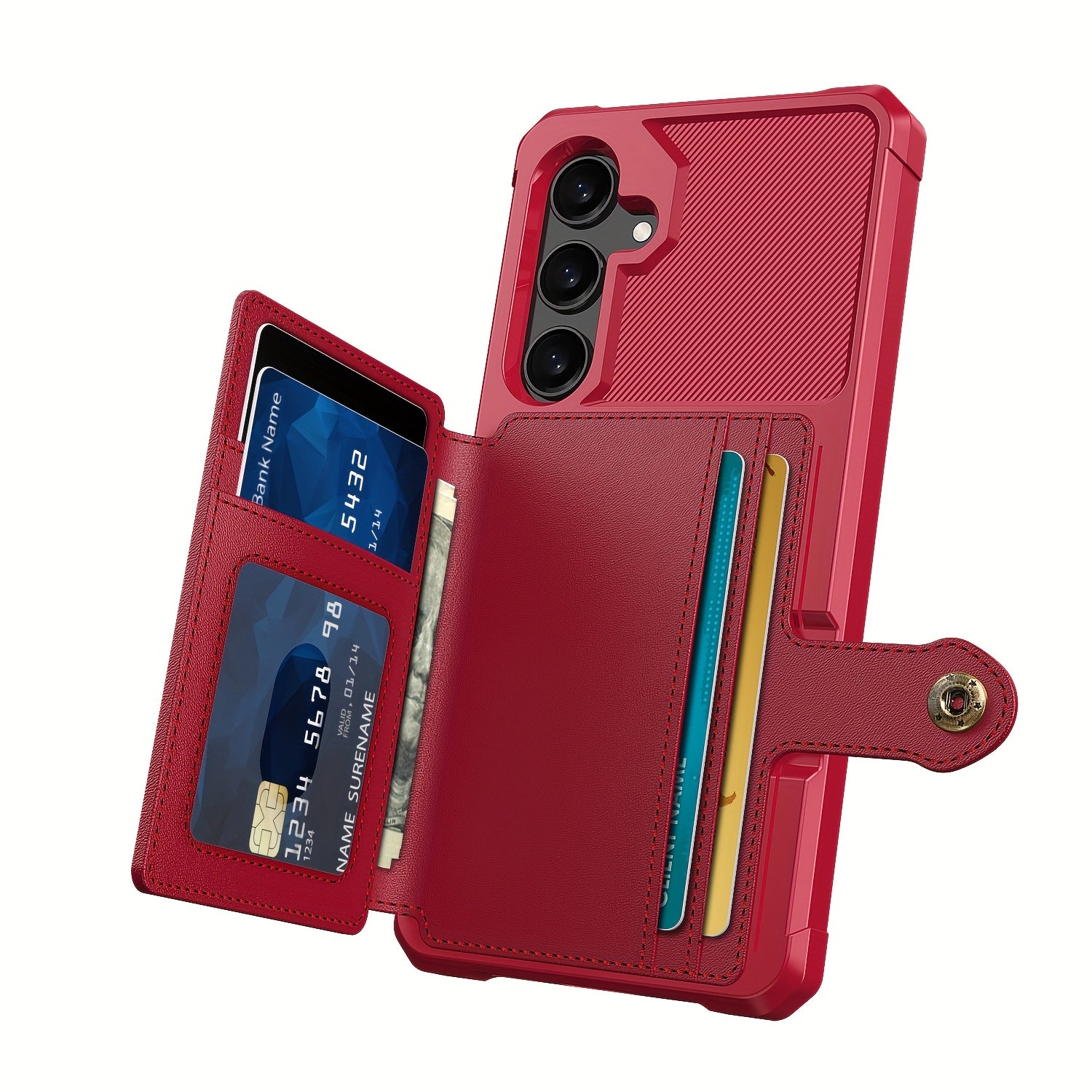 Faux Leather Card Holder Phone Case for Galaxy A55 5G A35 5G with Card Slot Shockproof Durable TPU Flip Wallet