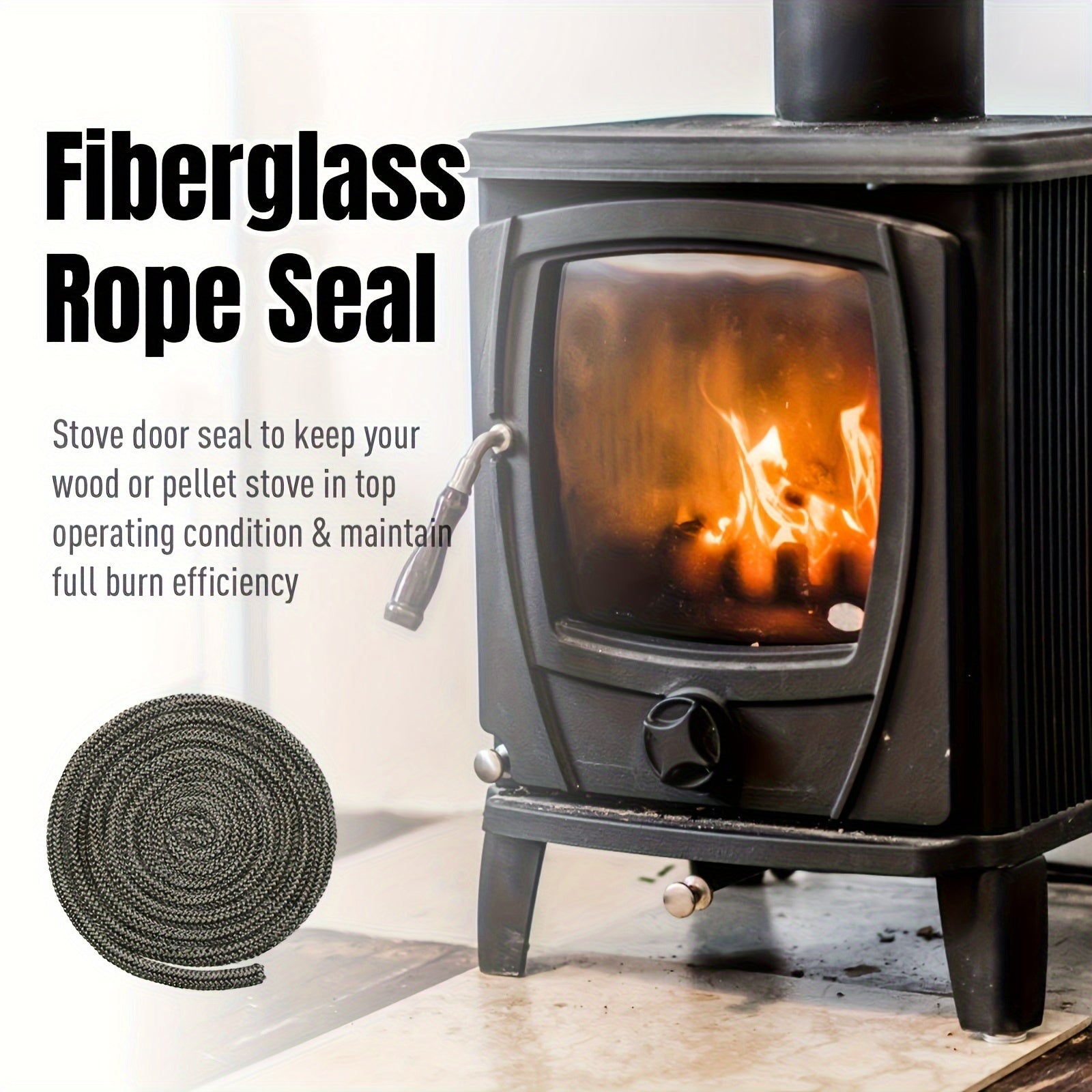 Vintage Glass Fiber Rope Seal for Wood-Burning Stove Doors Durable Heat Resistant Gasket