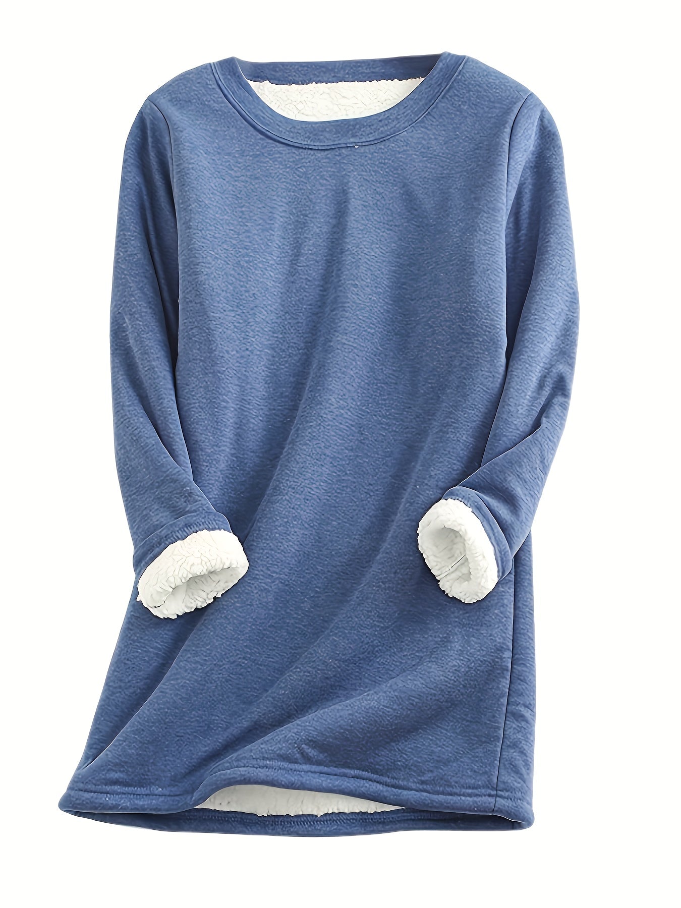 Women's Plus Size Fleece-Lined Thermal Long Sleeve Tunic Top Cozy Winter Casual Pullover