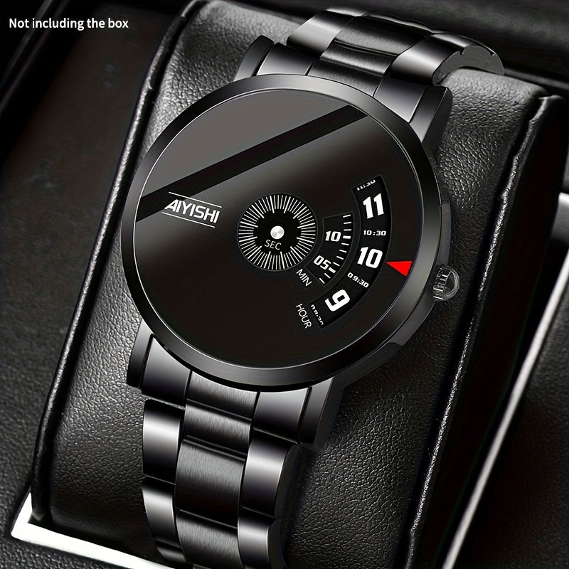 Men's Quartz Watch Steel Strap Round Dial Casual Elegant Gift