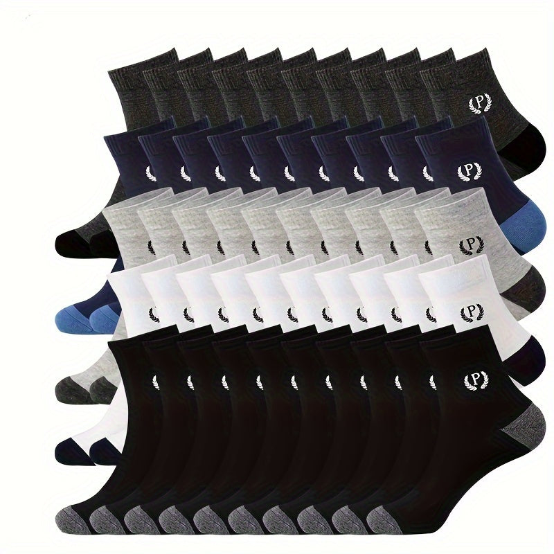 Men's Breathable Crew Socks 20/50 Pairs Moisture-Wicking Casual Sport