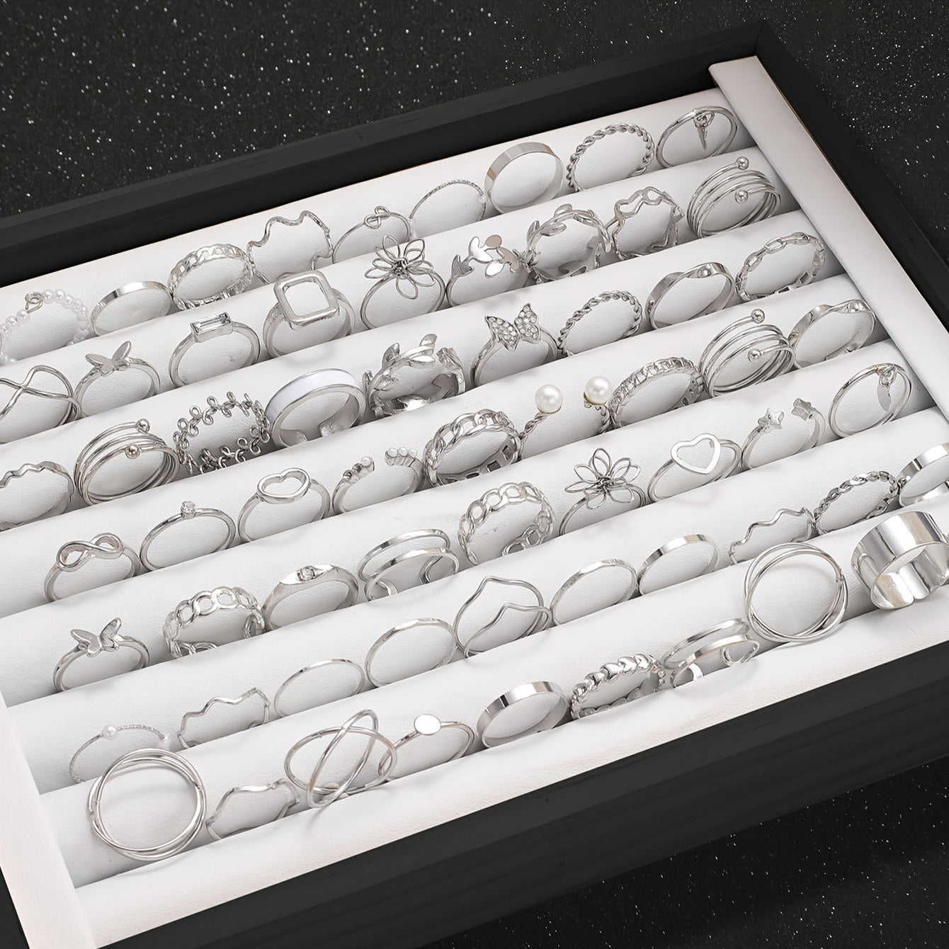 Women’s 66-Piece Jewelry Set with Heart, Butterfly, Flower, Geometric, Pearl, Star, Rhinestone Designs