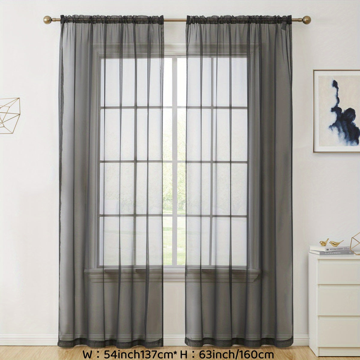 Sheer Voile Curtain Panels for Living Room Bedroom Kitchen Semi-Transparent Polyester