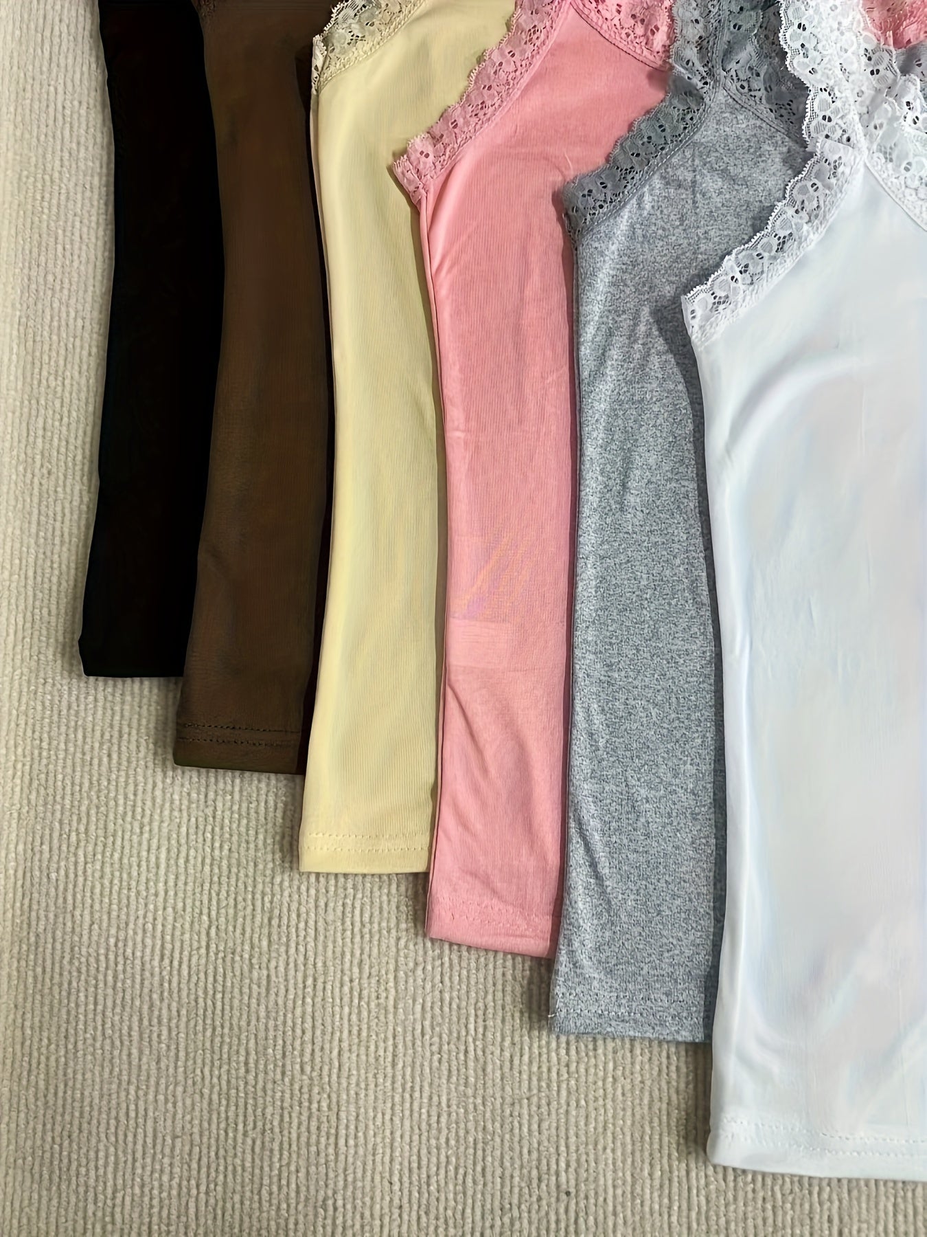 Plus Size Women Lace Trim Tank Tops 6 Pack Nylon Blend Camisoles