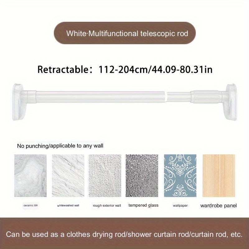 25 Inch Telescopic Shower Curtain Rod Adjustable Tension Stainless Steel White Gray Black