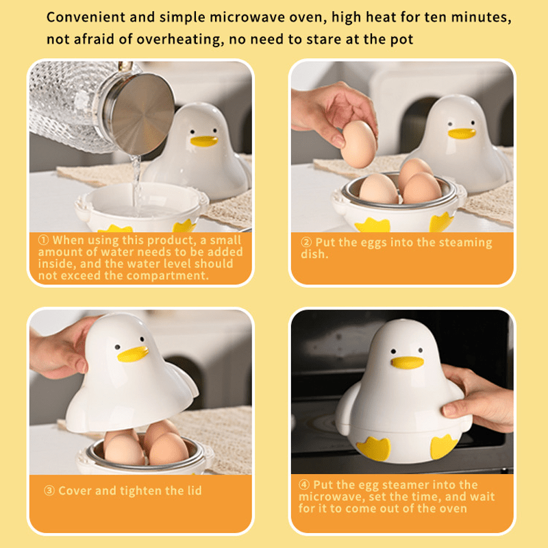 O'rik shaklidagi mikroto'lqinli tuxum pishirgich Sariq Kichik oshxona xavfsiz Batareyasiz