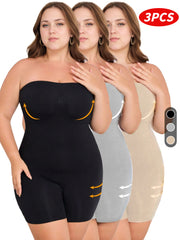 Plus Size Women's Seamless Shaping Rompers Black Gray Beige Tummy Control