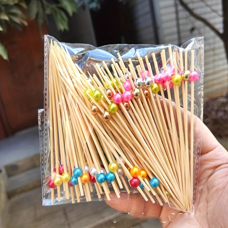 Handmade Bamboo Cocktail Picks for Appetizers Fruit and BBQ 4.7 Inches