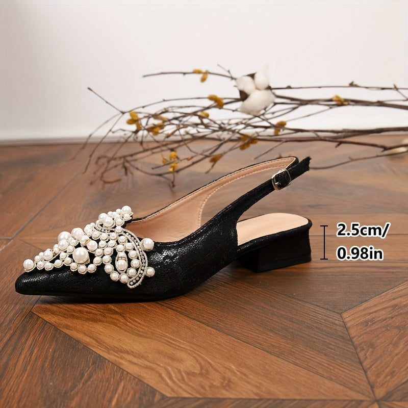 Women's Pointed Toe Flats Fabric Mary Jane Casual Shoes TPR Sole