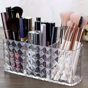 Clear Plastic Makeup Brush Holder with Large Capacity for Vanity or Bathroom Storage