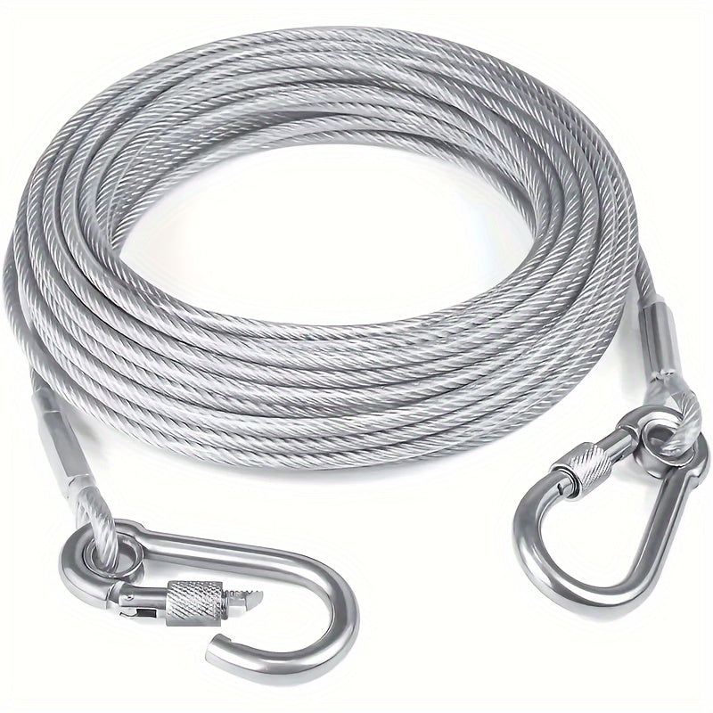 Stainless Steel Dog Tie-Out Cable 113.4 KG Capacity Reflective Swivel Snap