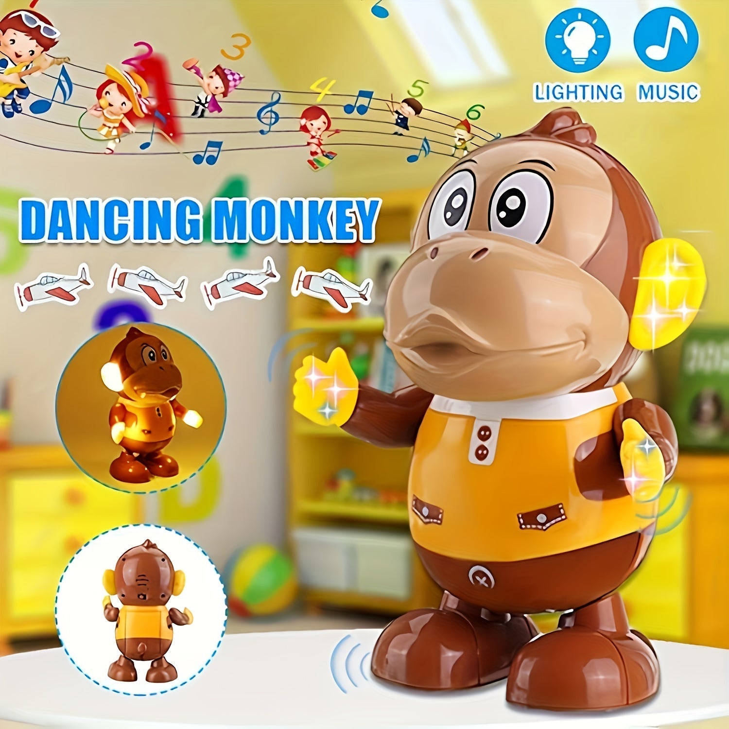 Children's Toy Monkey Swing Doll with Lights, Music, and Movement