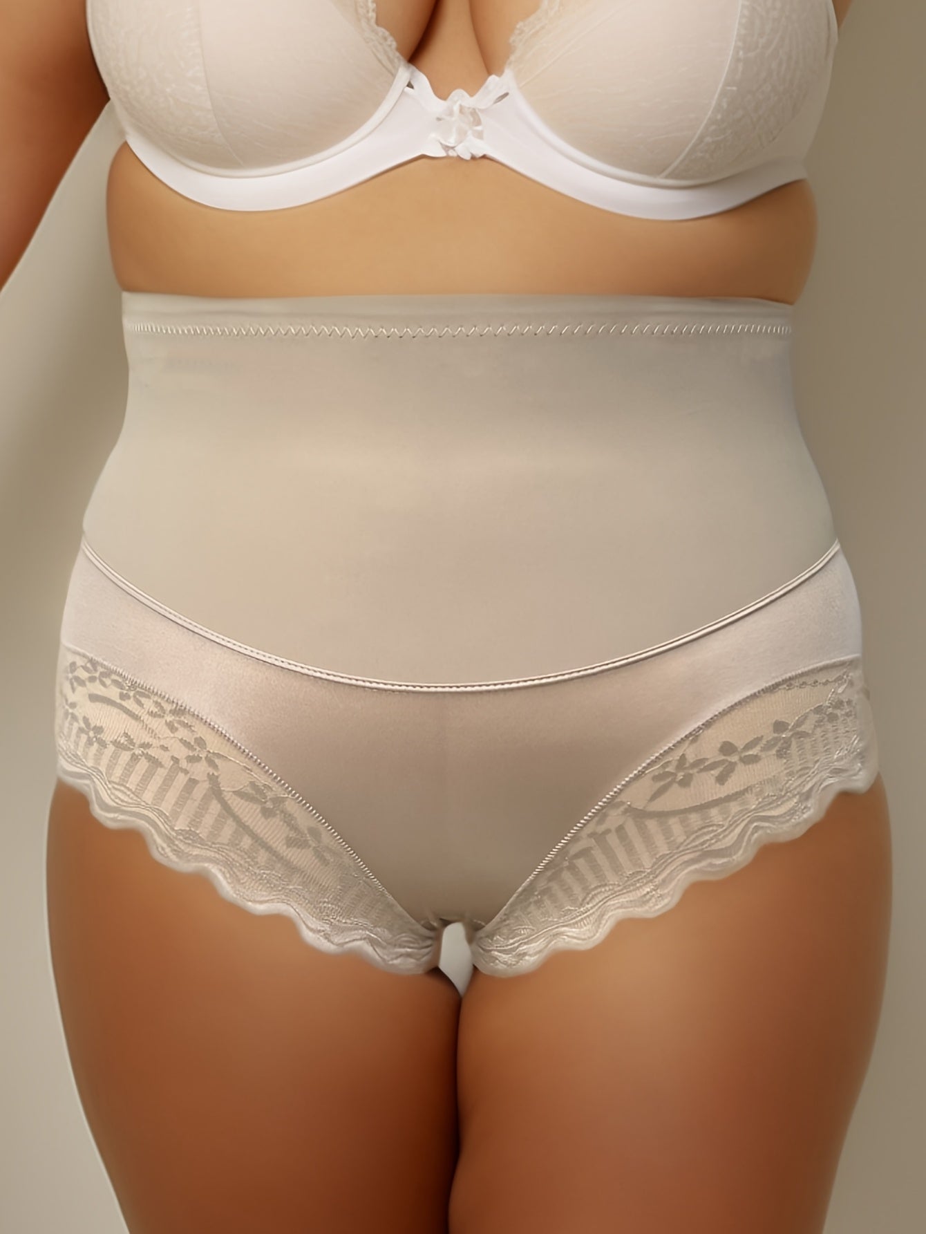 Women's Plus Size High Waist Sports Briefs Soft Lace Trim Pack of 5
