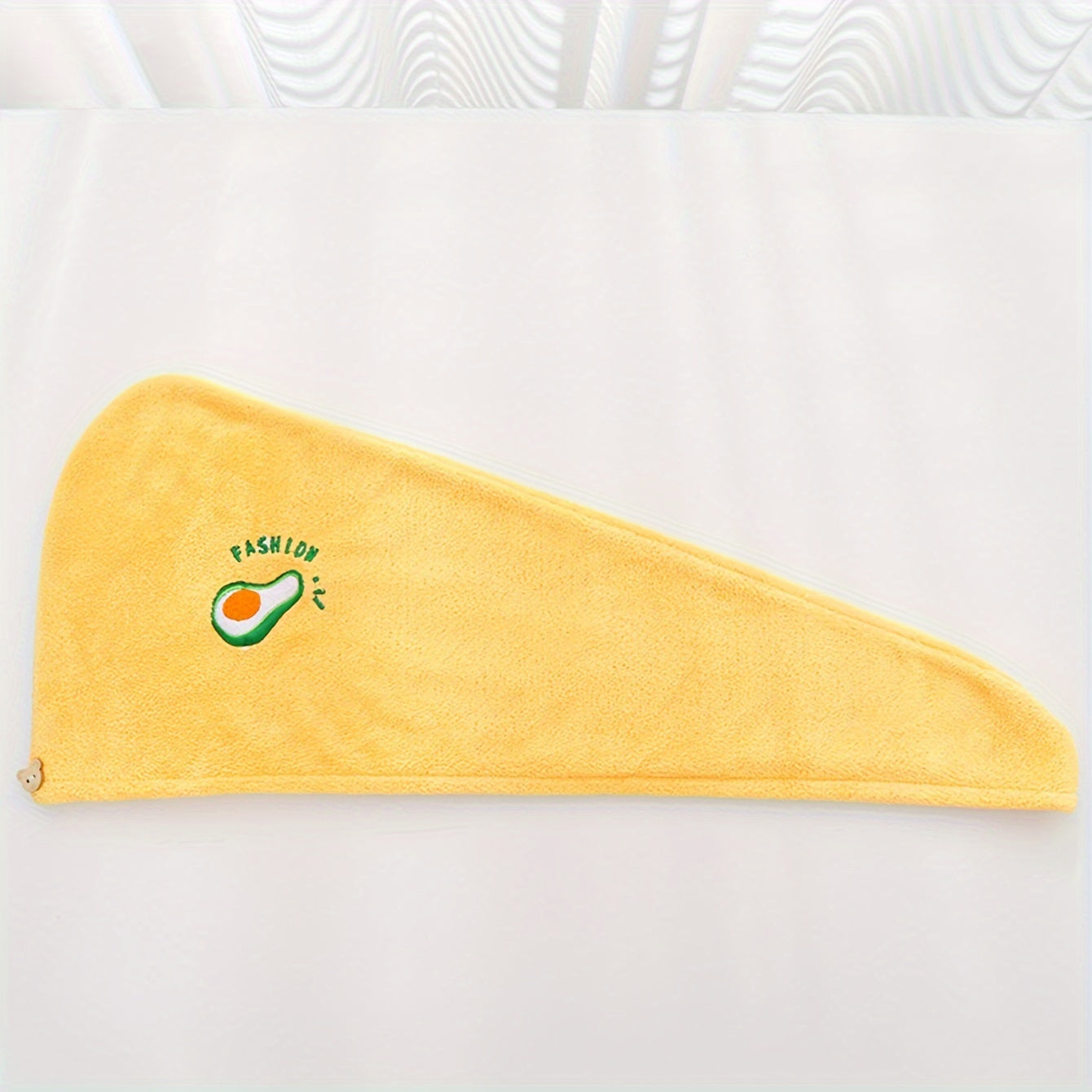 Embroidered Hair Towel with Button Soft Absorbent Quick Dry for Women