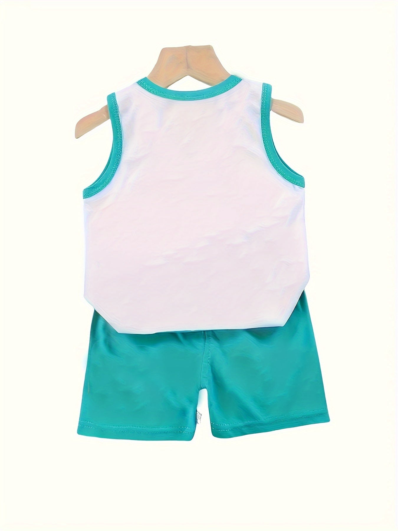 Kids Summer Dinosaur Print Cotton Shorts Set Crew Neck Tank Top and Shorts for Boys