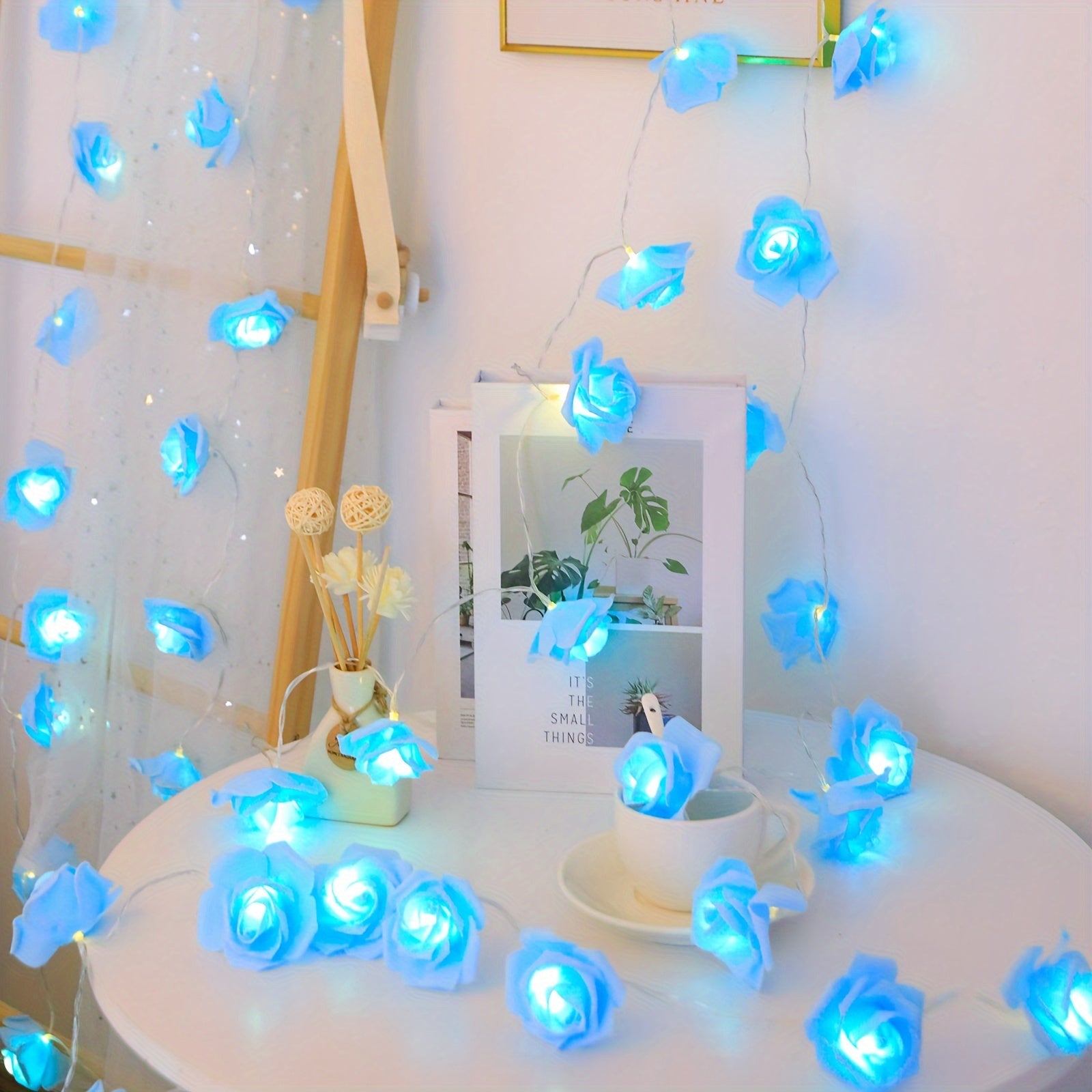 Red LED Roses Valentine's Day Decor 149.96cm with 10 LEDs Battery Operated