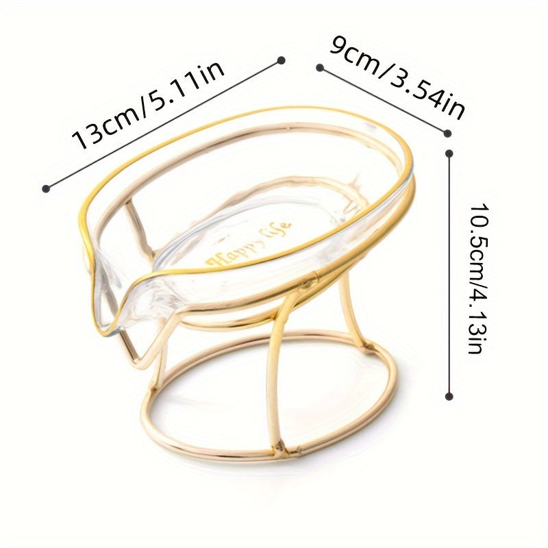 Элегантная мыльница золотистого цвета с дренажом, без сверления, пластиковый держатель в стильном зеленом и прозрачном дизайне для ванной и кухни.