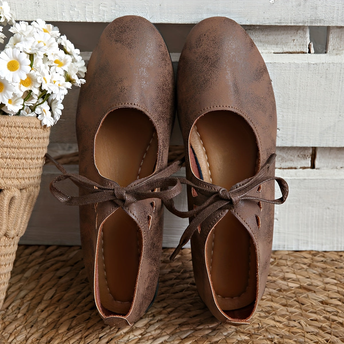 Women's Flat Shoes Lace-Up Mary Jane Vintage Casual Shoes