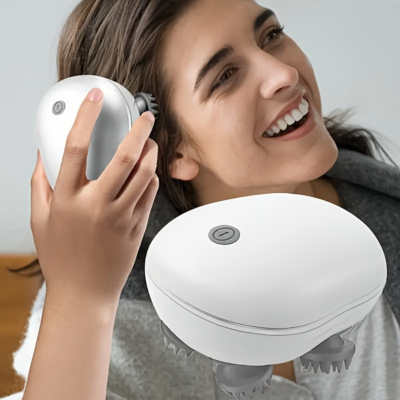 Электрический массажер для кожи головы с дизайном осьминога, перезаряжаемый через USB, с двумя скоростями для глубокого расслабления