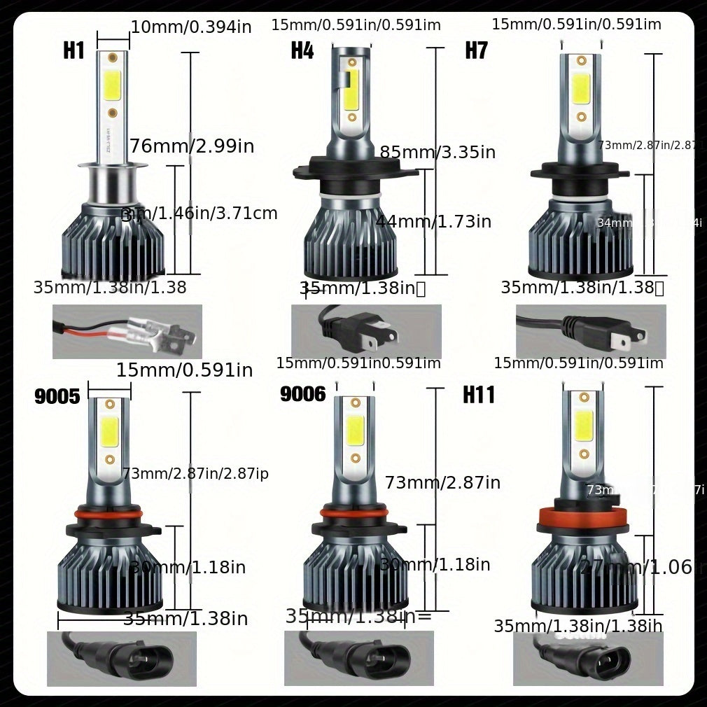 2 Pack LED Car Headlight Bulbs 20000LM 12V CANBUS High Low Beam White