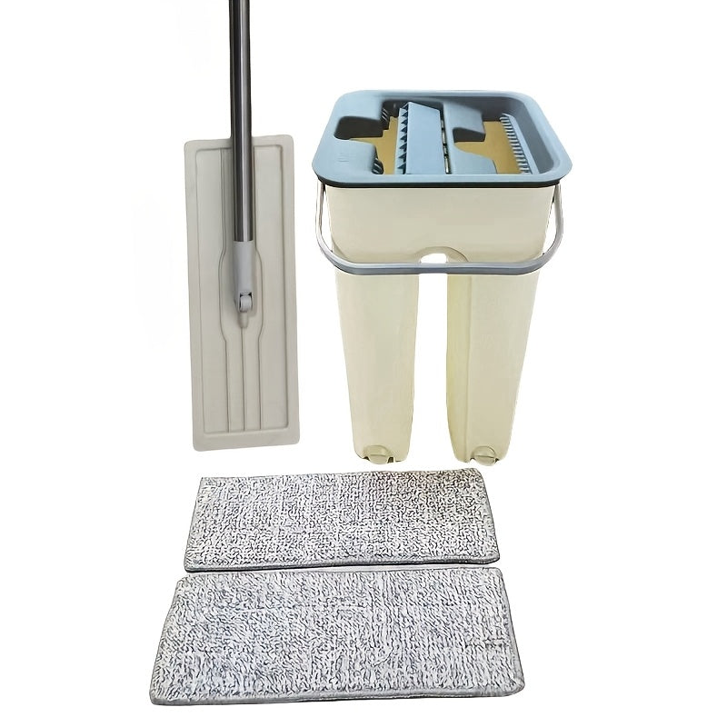 2-in-1 Mop and Bucket Set with Microfiber Pad for Hardwood Tile Laminate Floors