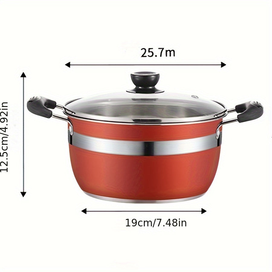 12-Piece Stainless Steel Cookware Set Non-Stick Pots and Pans with Glass Lids