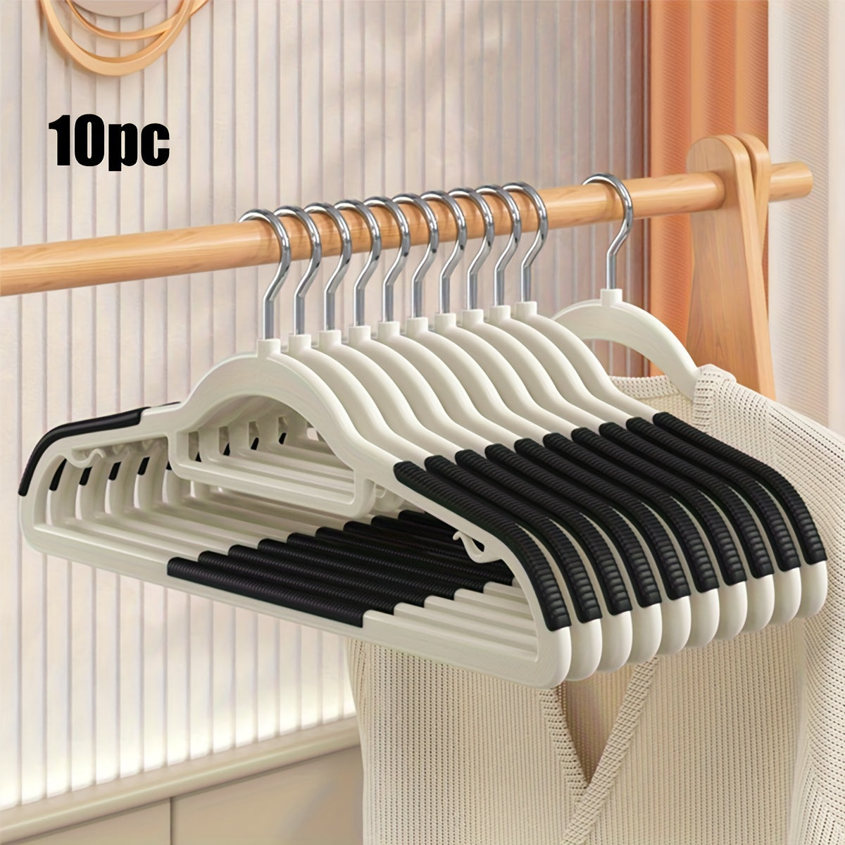 10 Non-Slip Heavy Duty Plastic Clothes Hangers for Storage and Organization in Bedroom Bathroom and Home