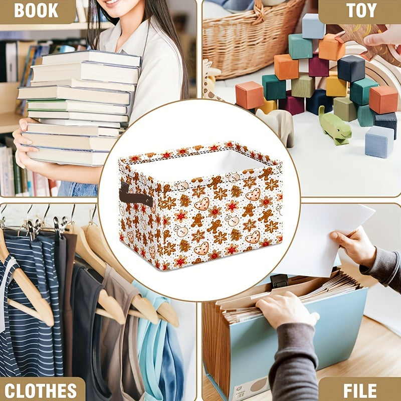 Rojdestvo paytida shkaf javonlarini tartibga solish uchun zanjirbosh shaklidagi saqlash qutisi. Shuningdek, kiyimlarni bezatish uchun va oson ko‘tarish uchun tutqichi bo‘lgan katta mato savati sifatida ham ishlatilishi mumkin.