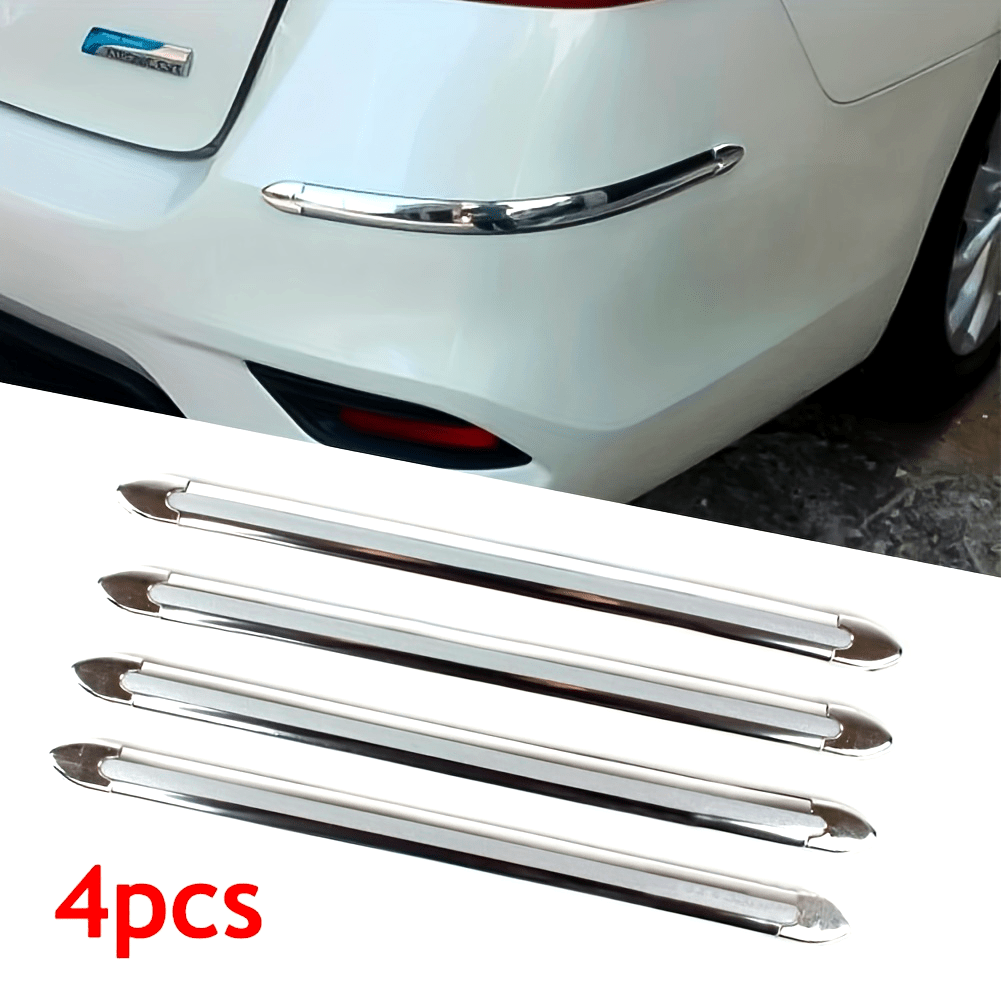 4pcs Car Bumper Edge Guards ABS Scratch Protection Strips Metal Finish