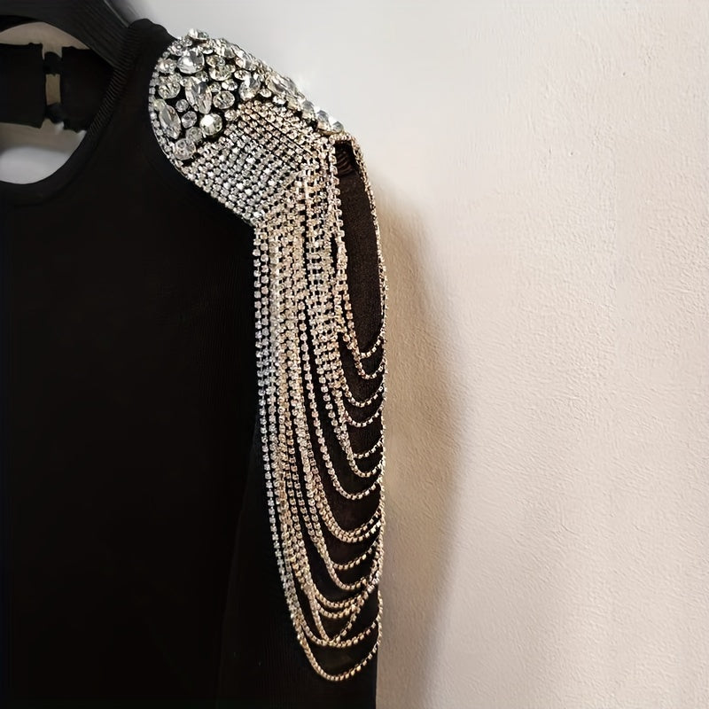 Beaded Tassel Brooch Rhinestone Retro Style for Jackets and Suits