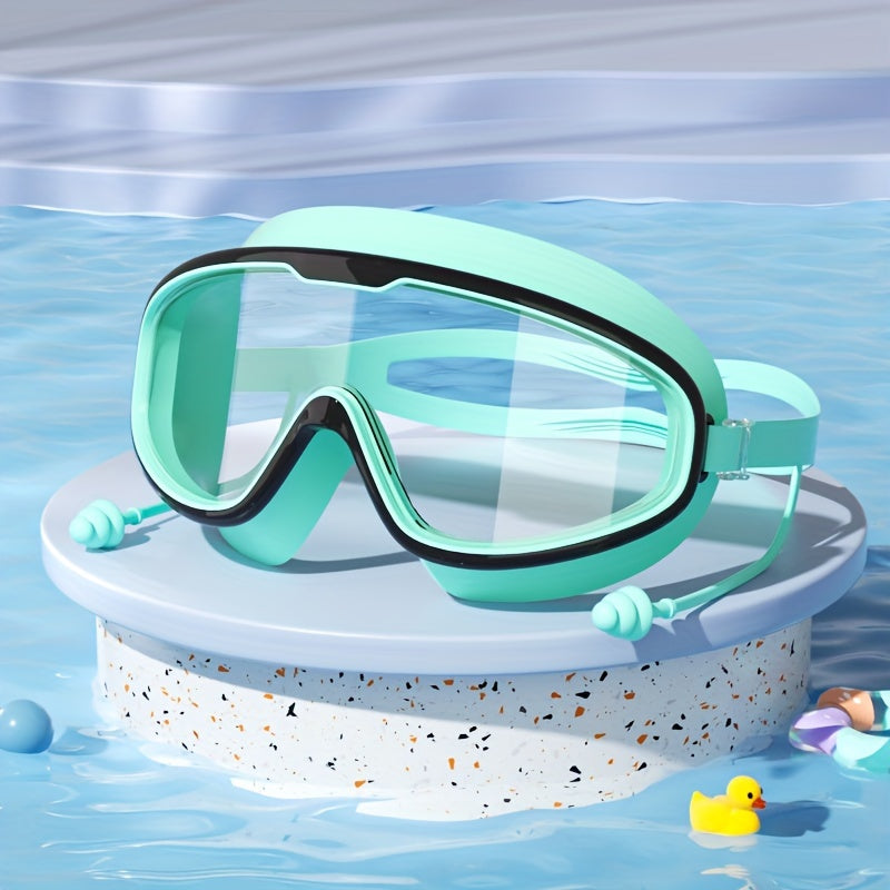 Large Frame Waterproof Swimming Goggles for Kids with Anti-Fog Technology White