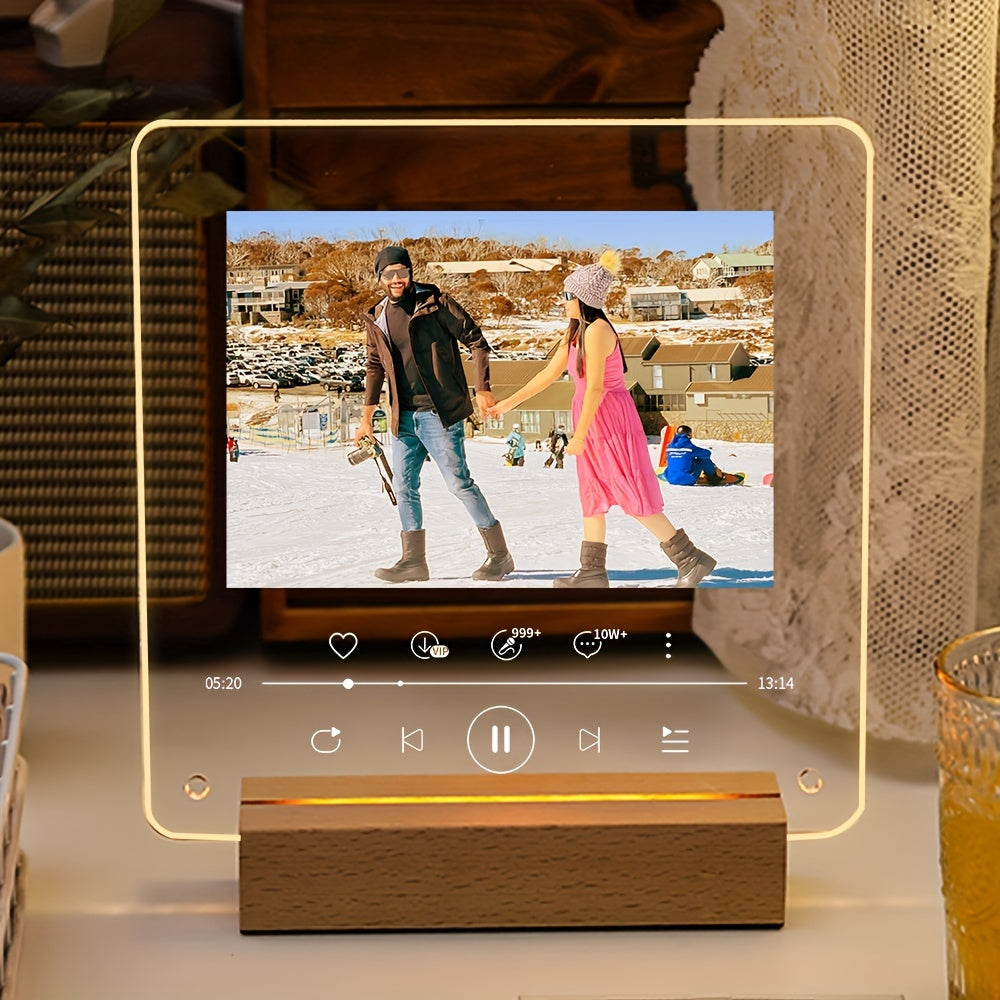 Индивидуальная светодиодная фоторамка в виде сердца из акрила для дней рождения, Дня святого Валентина, Рождества