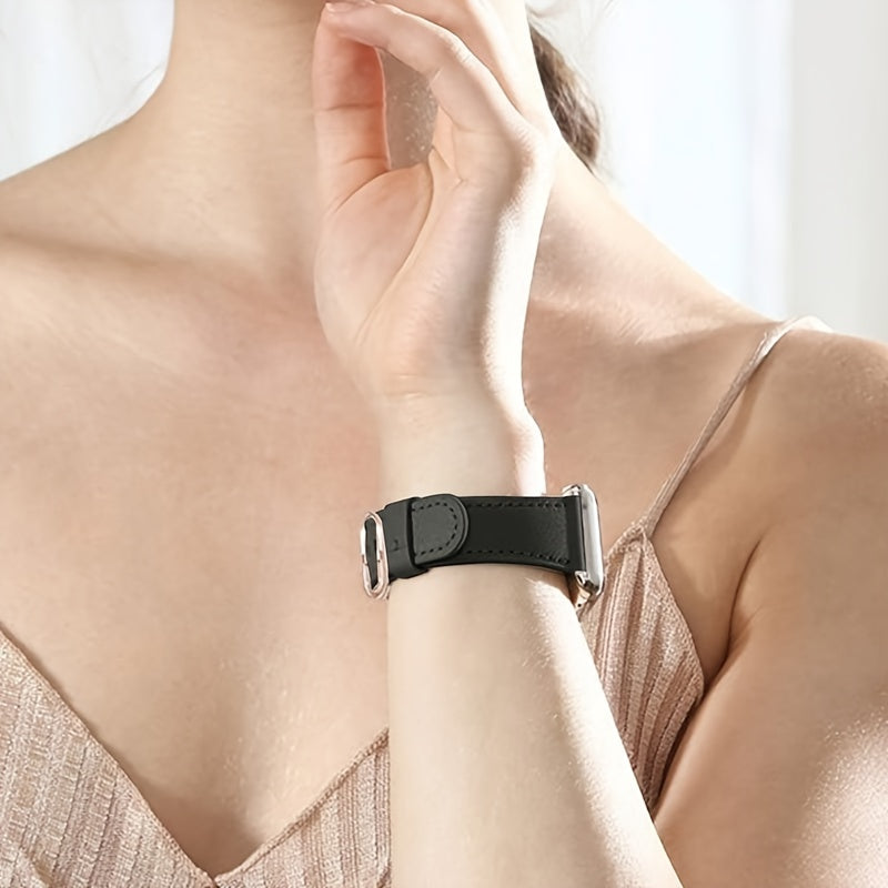 Sun Buckle Two-Color Rose Shell Protective Case for Smartwatch 2-in-1 Synthetic Leather Strap Tempered Glass Frame Compatible with iWatch Ultra Series