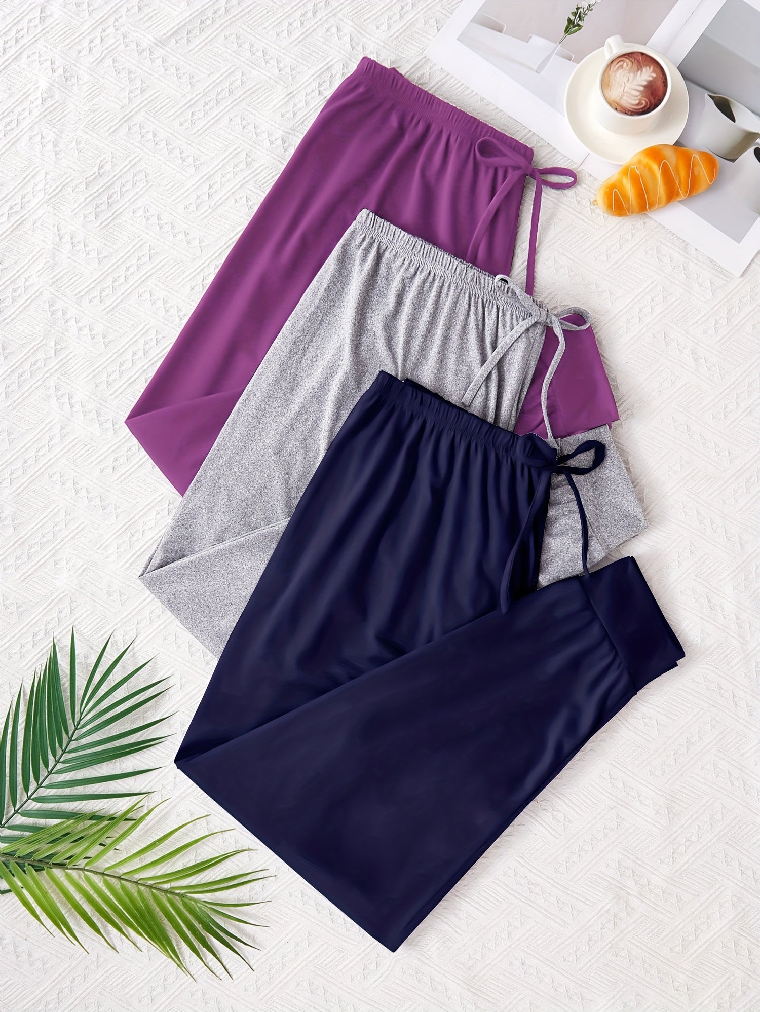 Pantalones joggers casual de color sólido para mujer en poliéster y elastano para uso en casa