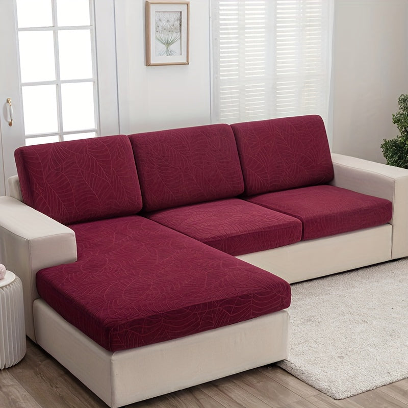 Waterproof Sofa Cover with Large Leaf Jacquard Design All-Season Dust Spill Protection Durable Washable