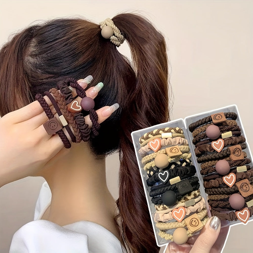 25-Piece Bohemian Hair Ties Set for Women with Knitted Elastic Bands and Bracelet Designs