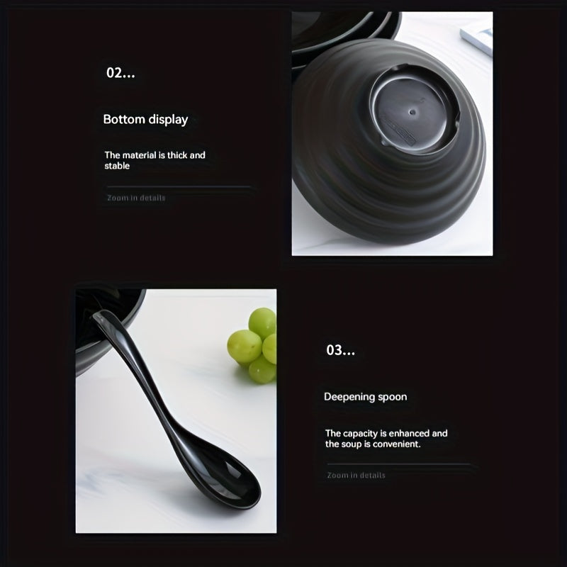 Большая чаша для рамена с ложкой, в японском стиле, без BPA, безопасна для микроволновой печи и посудомоечной машины. Идеально подходит для дома, кухни, ресторанов.