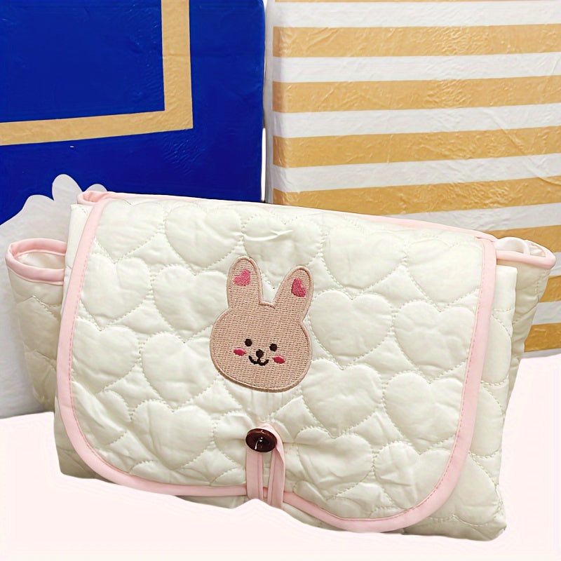 Beige Animal Embroidered Diaper Changing Pad for Babies and Toddlers