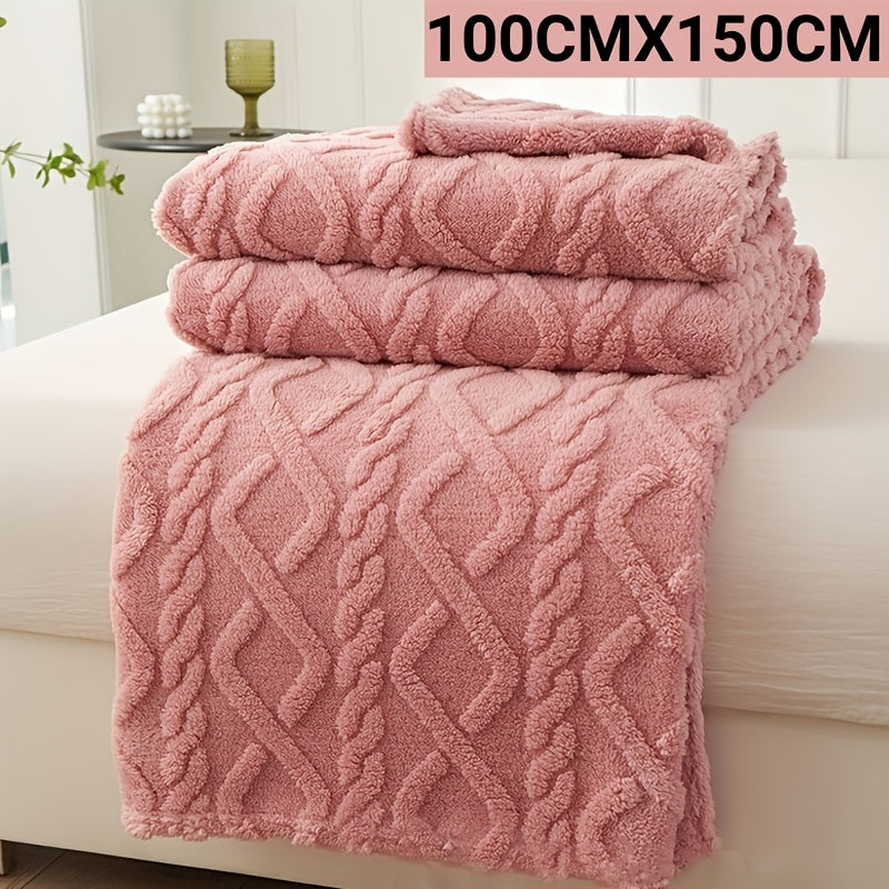 Lamb Fleece Blanket Soft Cozy Flannel Throw for Bed Couch Travel 100% Polyester