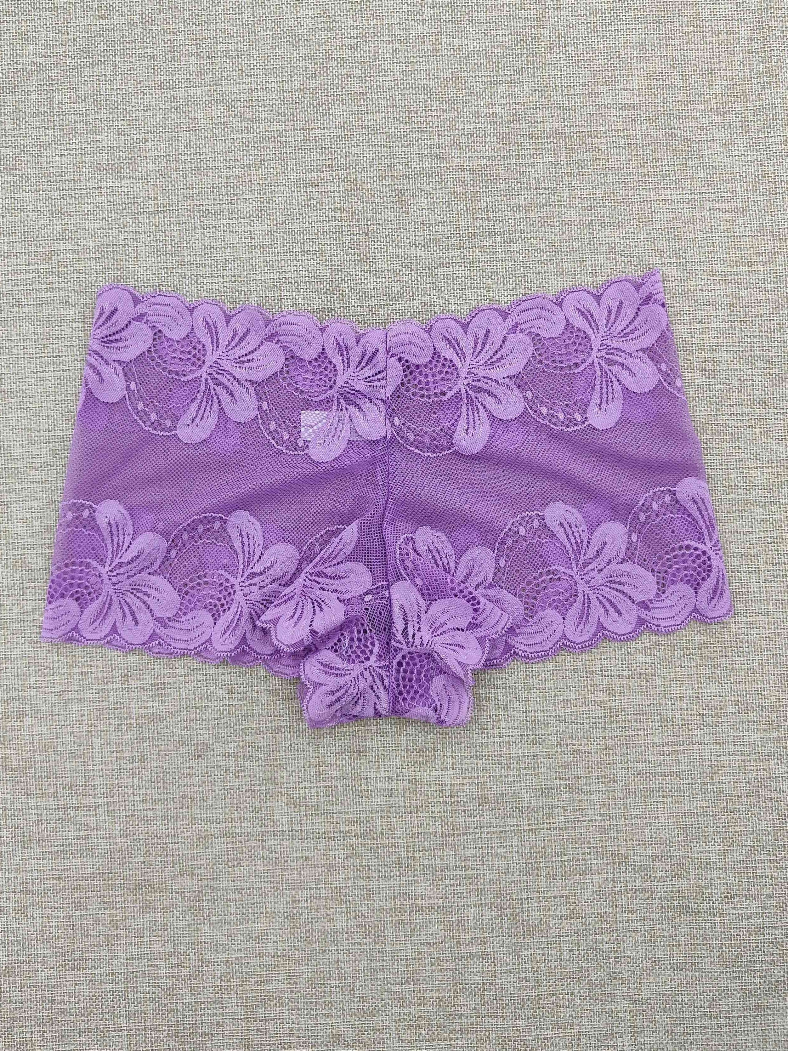 Women's Lace Boyshort Panties 5-Pack Non-See-Through Nylon Blend Underwear