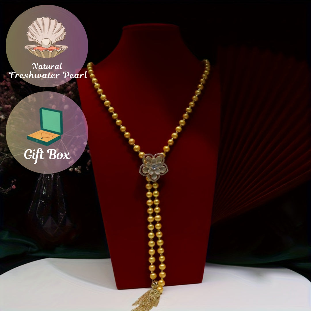 "Vaqt o‘tkazmaydigan Shirin Suv Marvaridli Sviter Bilaguzuk - 8-9mm, Vintage va Nafis Dizayn, Oddiy Kiyimlar va Maxsus Tadbirlar uchun mukammal, Sovg‘a Qutisi bilan birga"