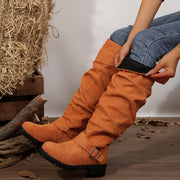 Women's Chunky Platform Ankle Boots Fabric Upper Low Heel Casual Shoes