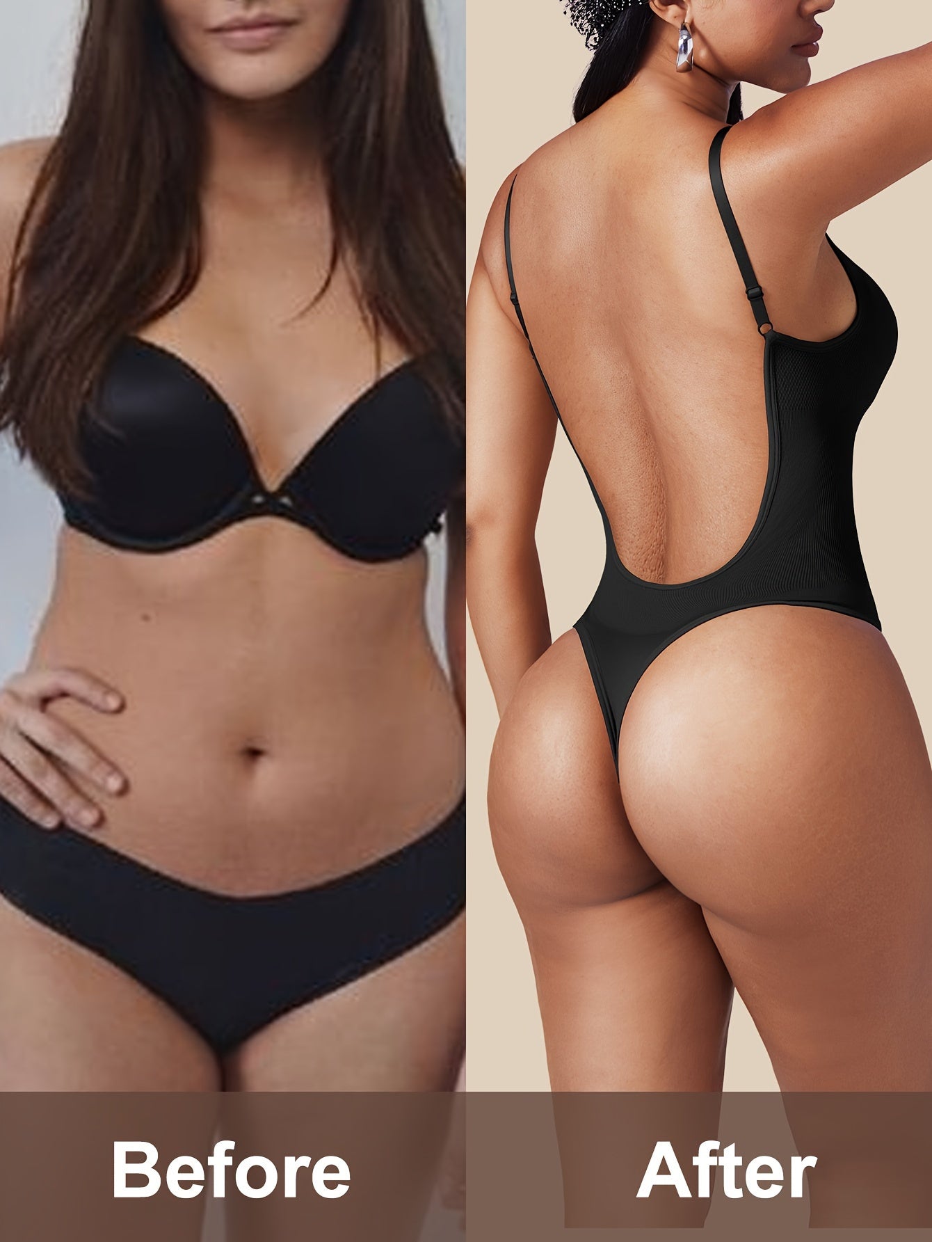 Ayollar uchun Luviee orqasi ochiq bodysuit, past qo'llab-quvvatlash, bir rangda, qo'l bilan yuvish yoki quruq tozalash.