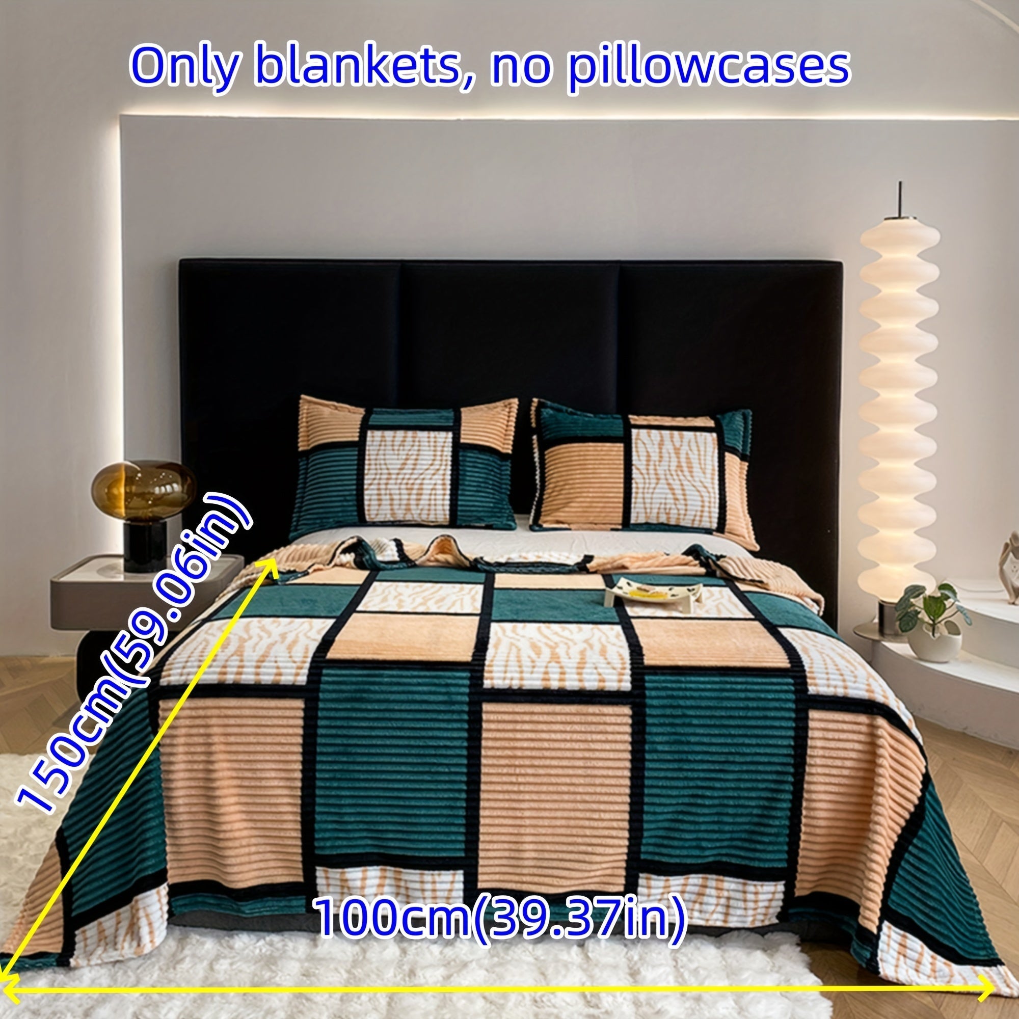 Striped Grid Blanket Lightweight Breathable All-Season Sofa Bed Travel 1 Piece