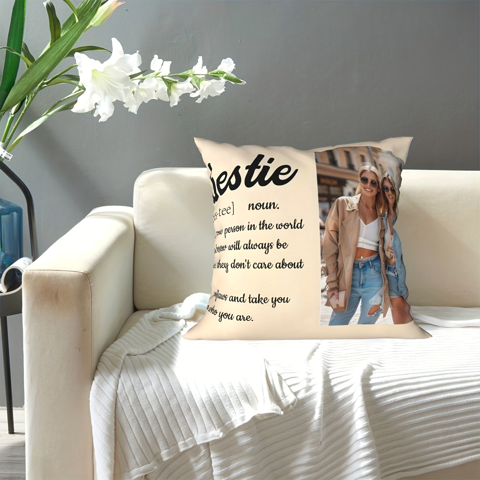 Customized Photo Pillowcase for Best Friend 45.72x45.72 cm Gift for Christmas Valentine